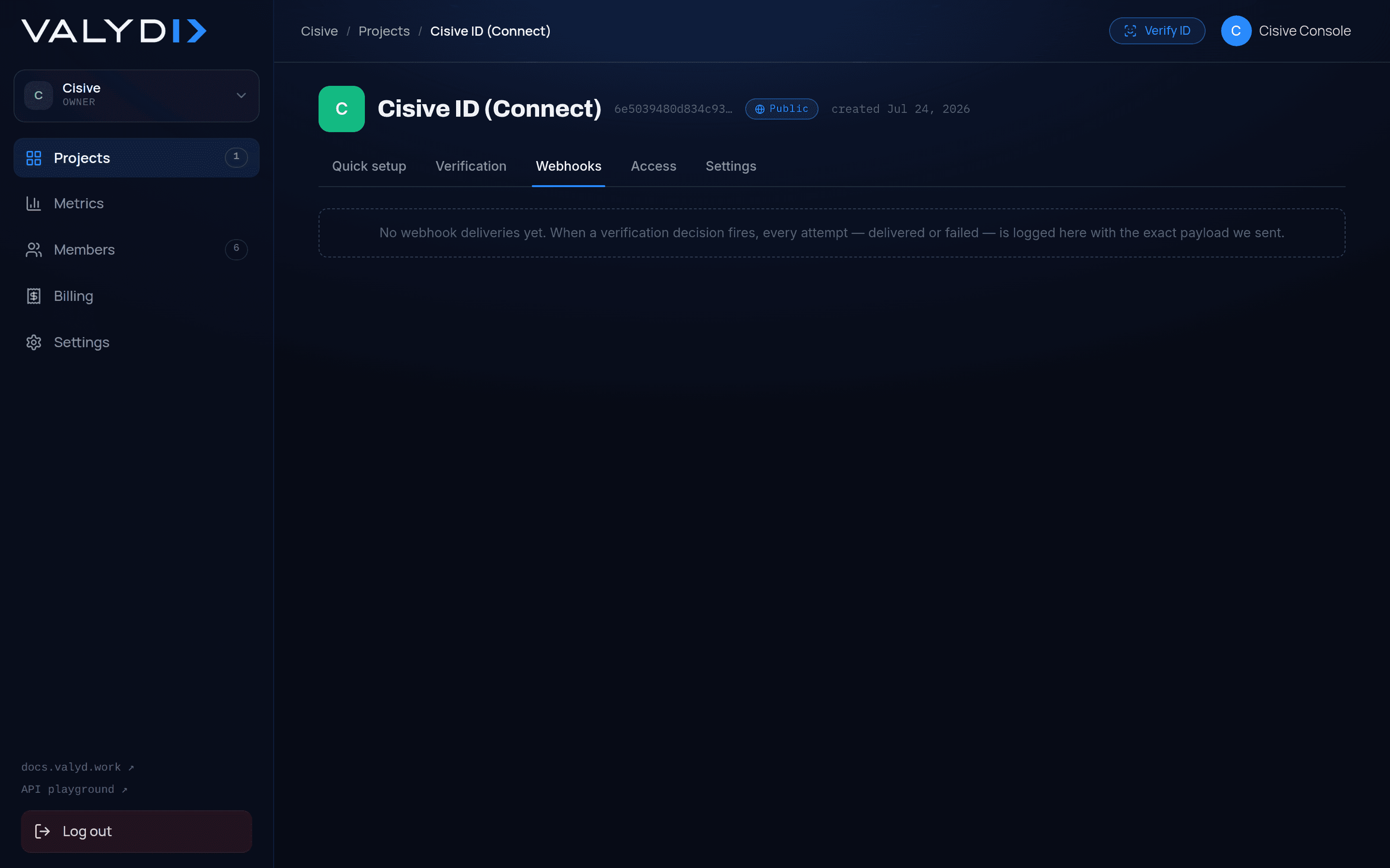 The webhook tester in the Developer Portal